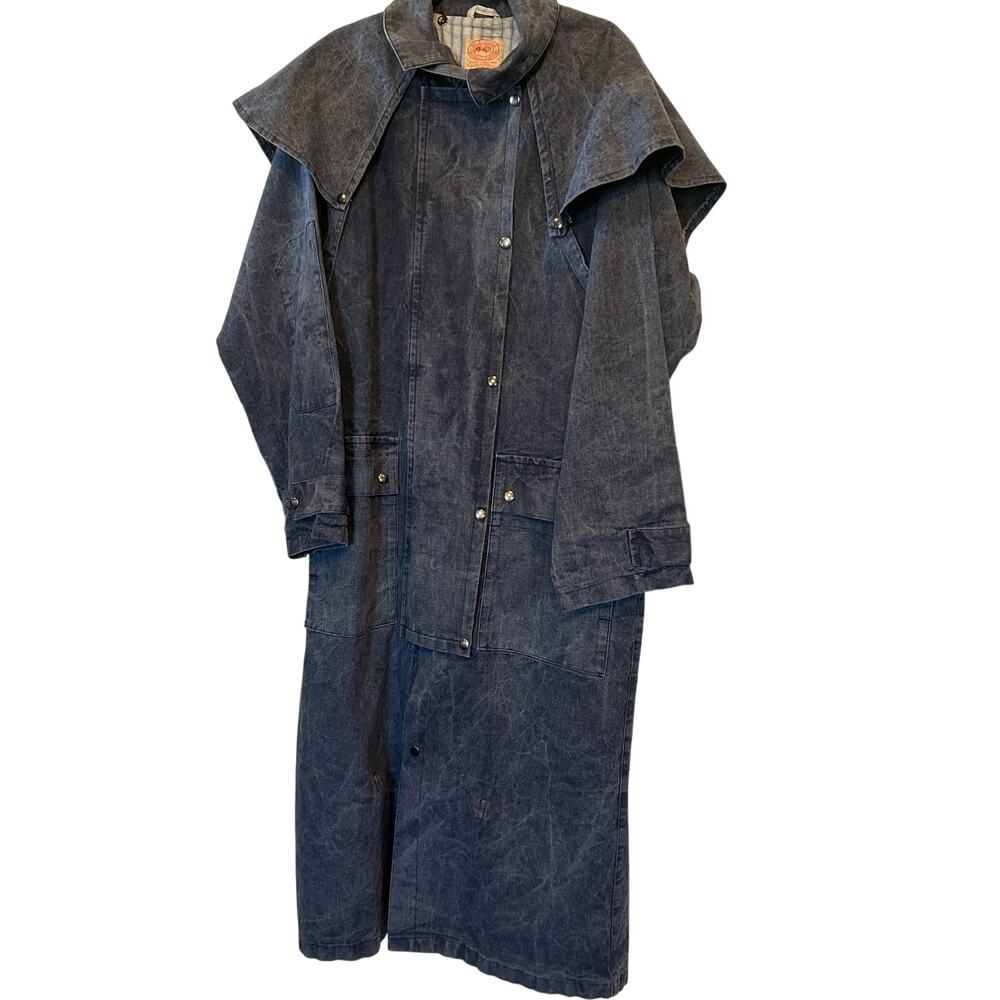 Vintage Australian Outback Collection Denim Duster Coat Cape Jacket Mens M